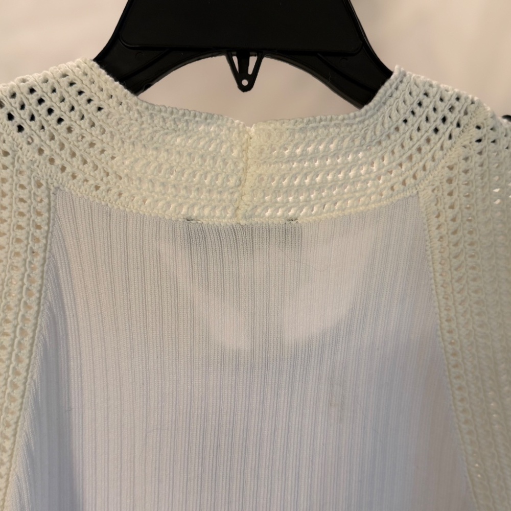 NWT Ann Taylor Women’s Crochet Trimmed Sweater Shell, Size Large, White - Picture 6 of 7